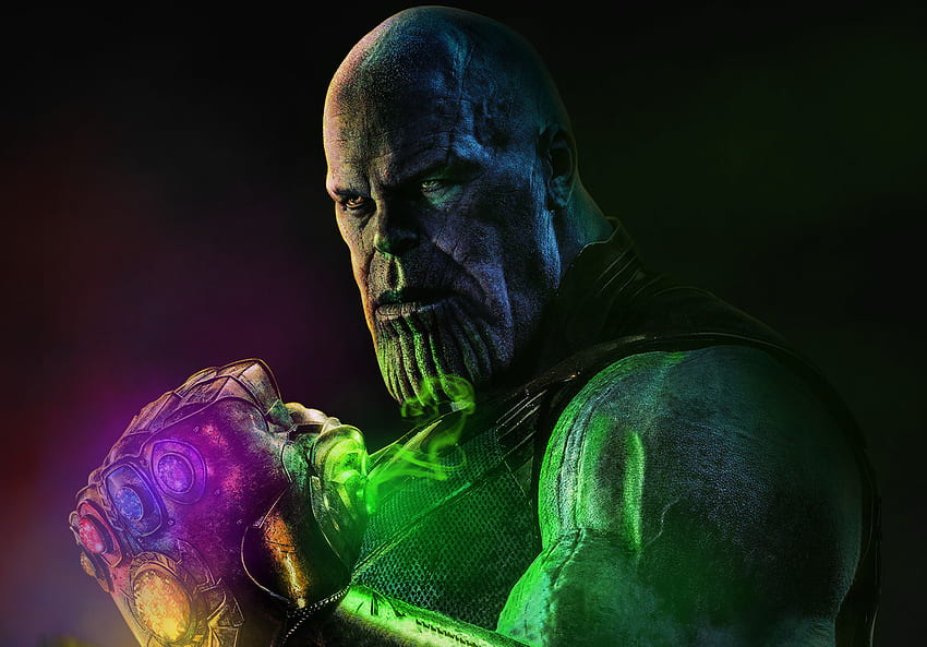 Thanos with infinity stones, artwork, super villain HD wallpaper