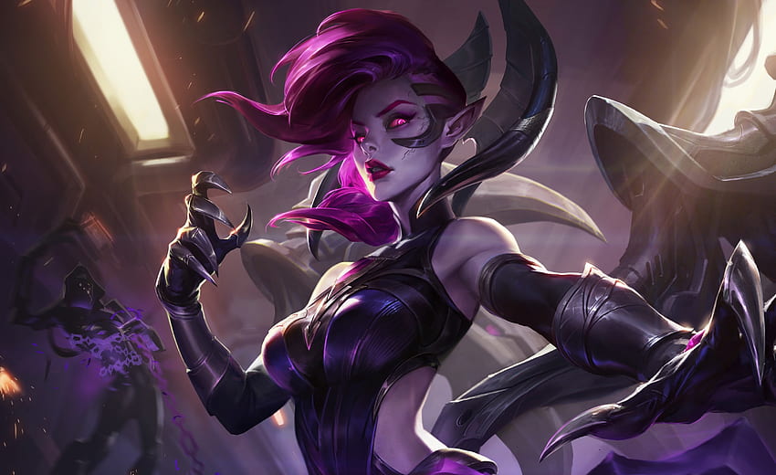 Morgana, League of Legends, violet hair, video game HD wallpaper