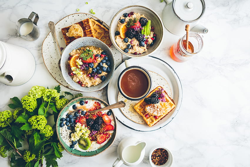 Obst, Lebensmittel, Waffeln, Frühstück, Haferbrei HD-Hintergrundbild