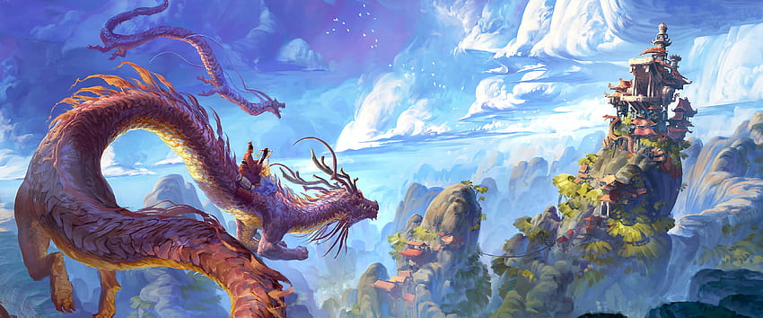 Fantasy Chinese Dragon, 3840X1600 HD wallpaper
