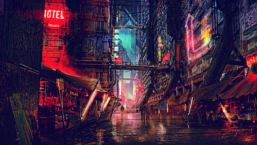 Science Fiction Cyberpunk Futuristic City Digital Art , Artist, , , Background, and , Abstract Futuristic Cityscape Fond d'écran HD