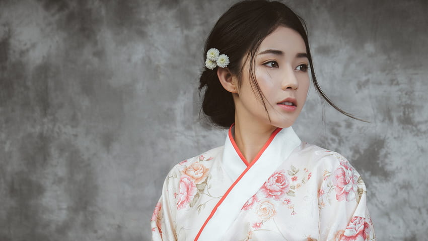 Красиво японско момиче, млада жена, кимоно HD тапет