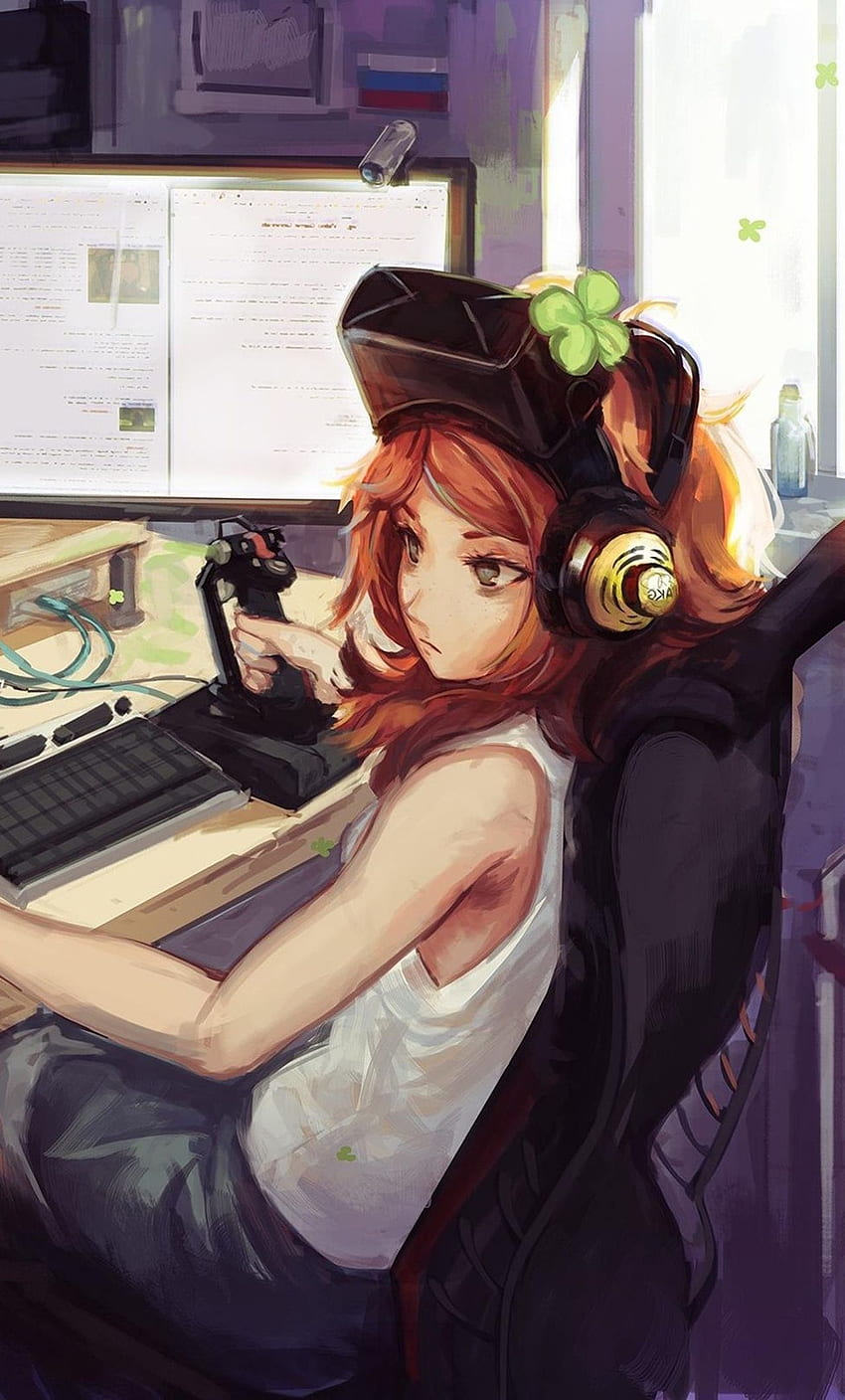 Cute, Orange, Anime, Gamer, Girl