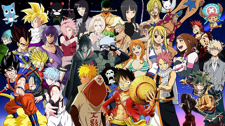 Anime / Naruto, One Piece, Fairy Tail, My Hero Academia, Kurukos Basket, Dragon Ball Z., Naruto Dragonball fondo de pantalla