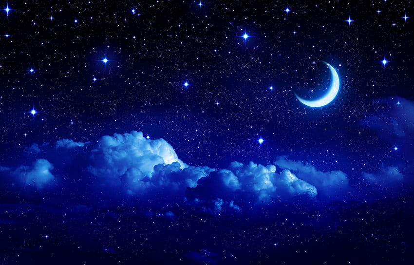 Niebieski Księżyc, Półksiężyc Tapeta HD