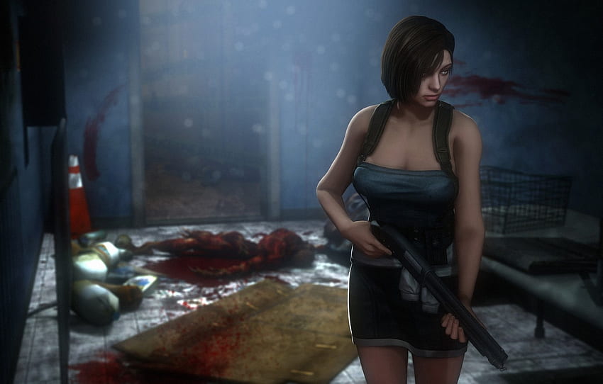 brust, mädchen, rendern, schrotflinte, capcom, jill valentine, nemesis, resident evil - für , abschnitt рендеринг, Resident Evil 3 Jill HD-Hintergrundbild