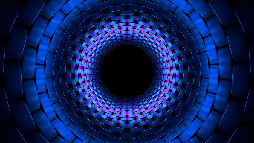 3D blue tunnel circle fractal Ultra HD wallpaper