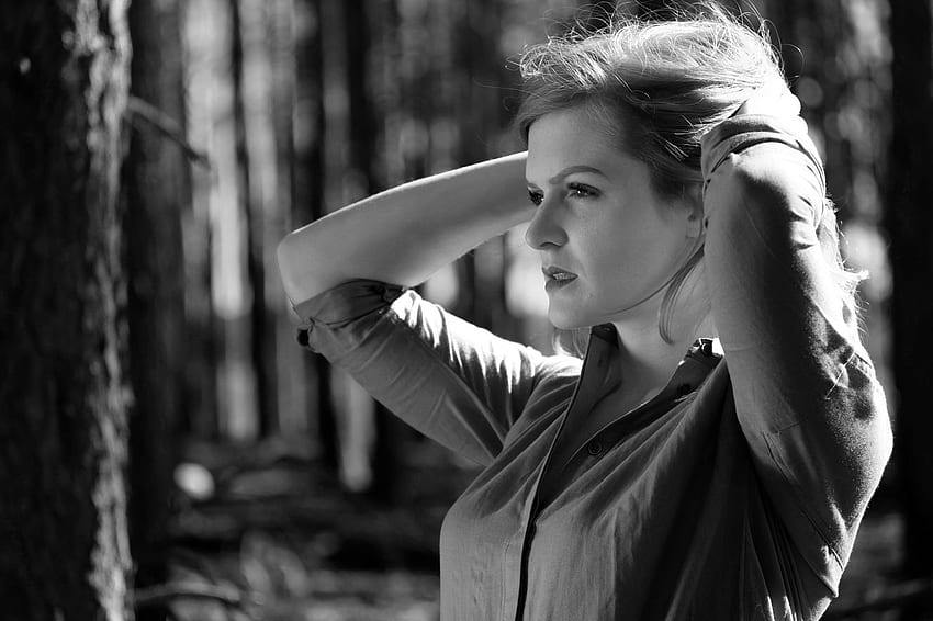 Woman Girl Model Beautiful Outdoors Hot Black And White Fashion Woods Adult . Best High Quality HD wallpaper