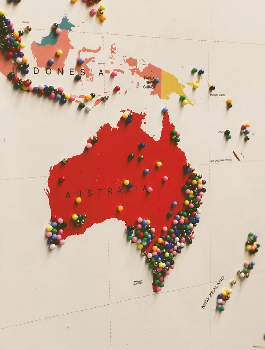 Mapa de Australia, Mapa de Nueva Zelanda fondo de pantalla del teléfono