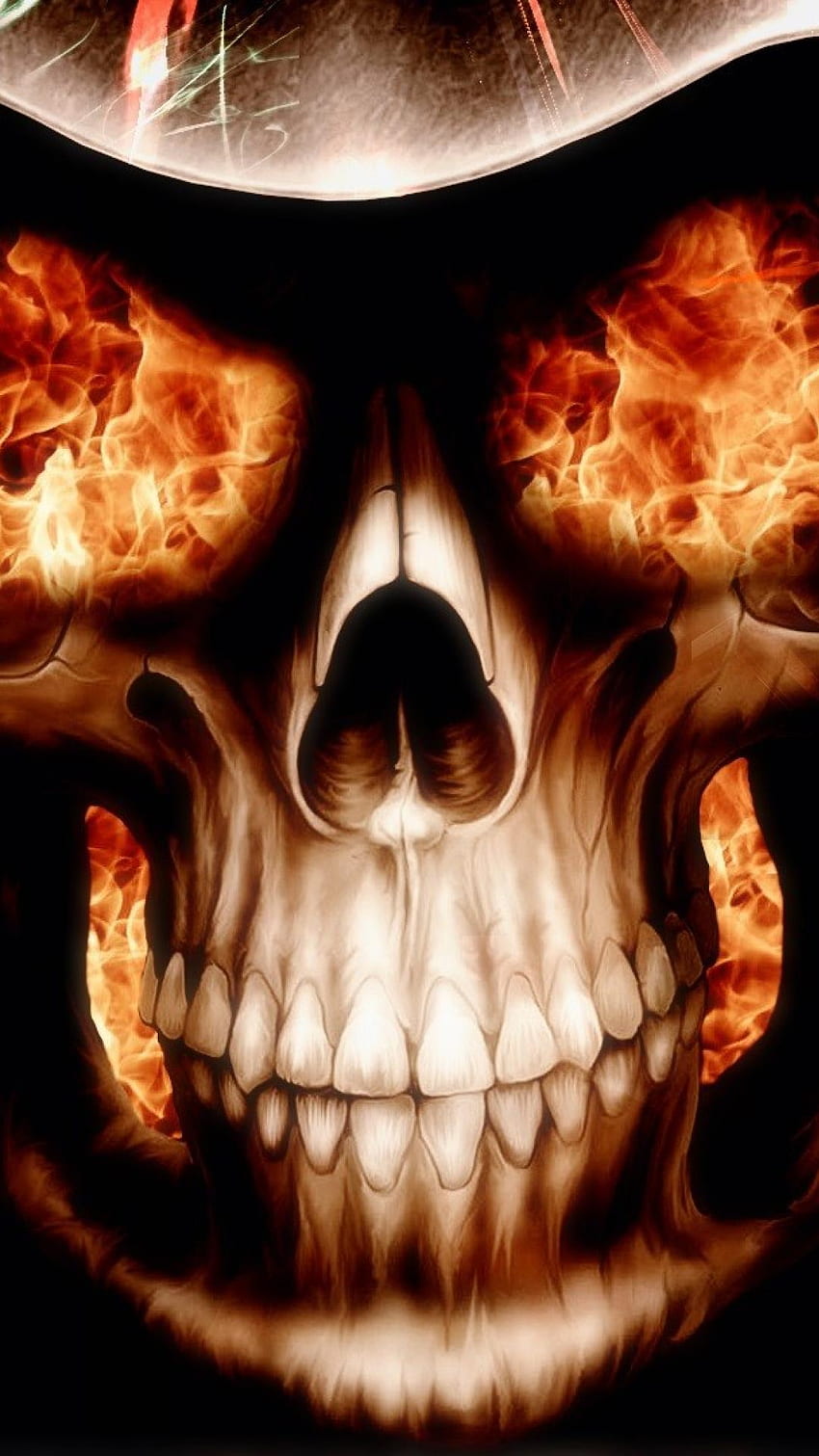 Schädel in Flammen HD-Handy-Hintergrundbild