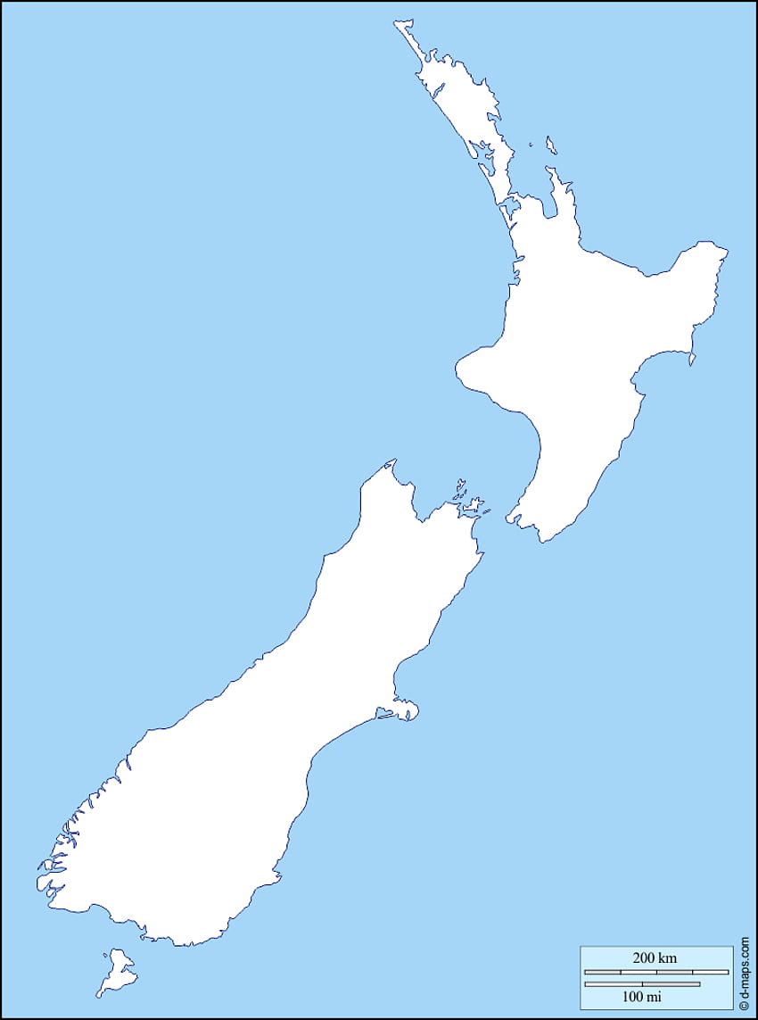 ニュージーランド地図、白地図、概略地図、基本地図の海岸。 ニュージーランドの地図, 地図, 白地図 HD電話の壁紙