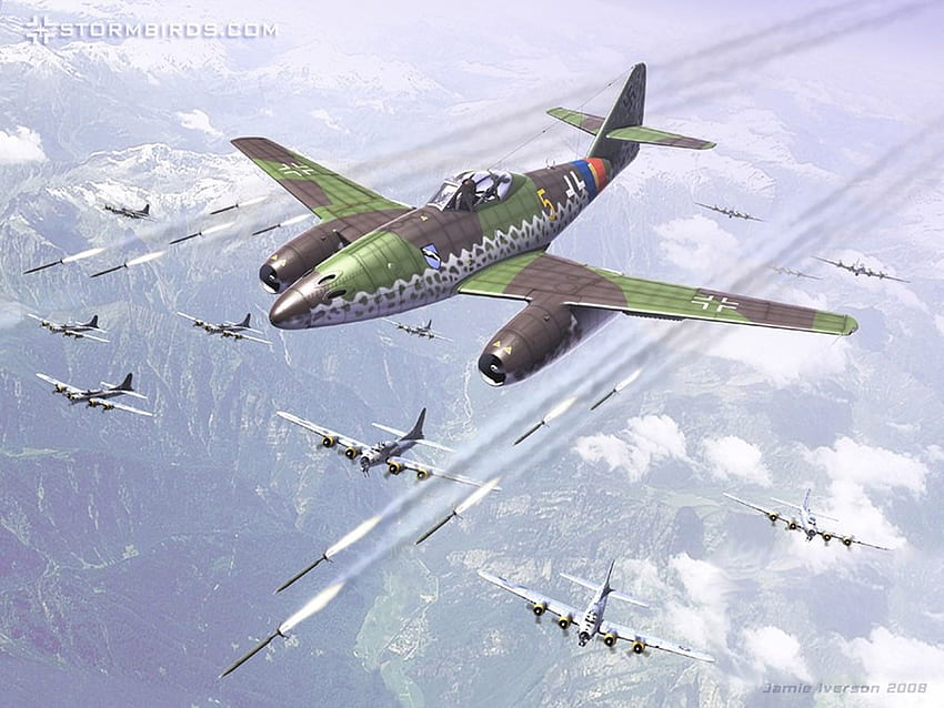Messerschmitt Me 262. Arte aeronautica, arte aeroplano, pittura aeronautica Sfondo HD