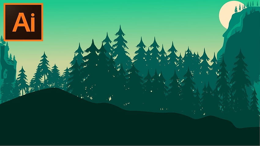 Tutorial de Adobe Illustrator CC Cómo hacer un de bosque fondo de pantalla