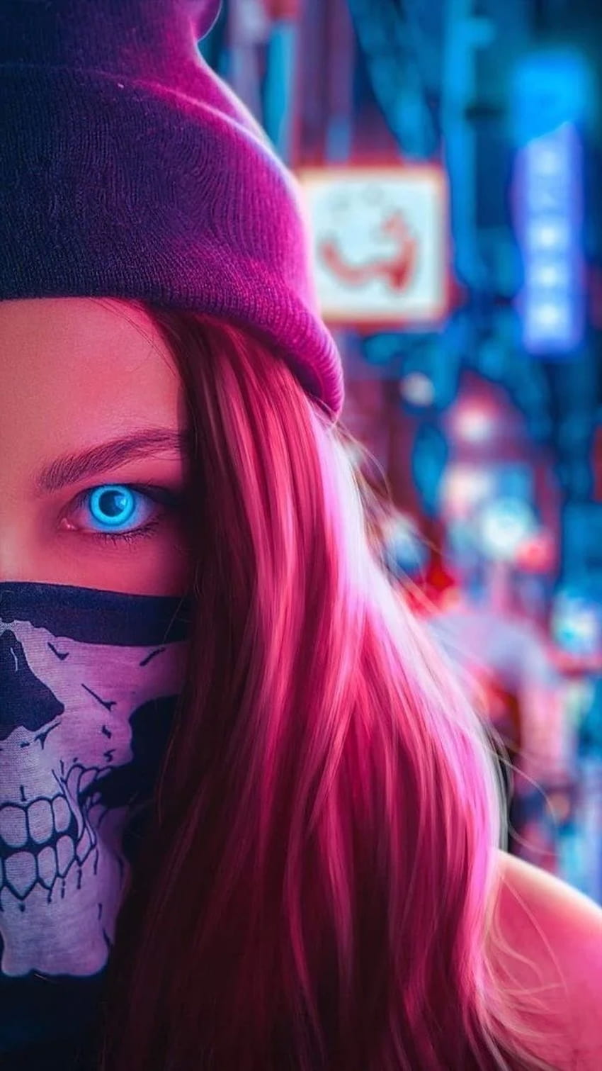 For Rebellious And Cool For Boys, Neon Face Mask HD phone wallpaper