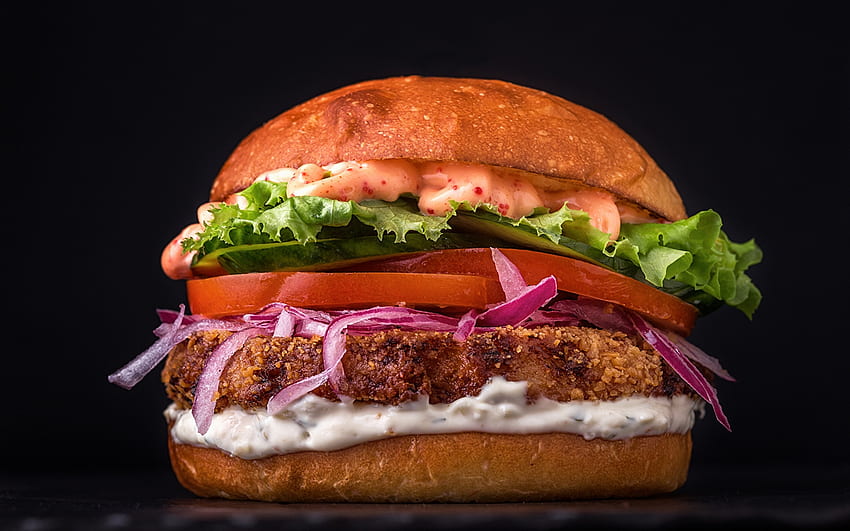 Burger, bun, food, cream HD wallpaper | Pxfuel