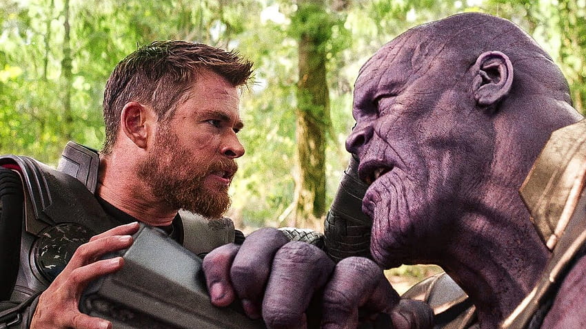 Thanos Thor'a Karşı - Dövüş Sahnesi - Thanos Parmaklarını Şıklatıyor - Yenilmezler HD duvar kağıdı