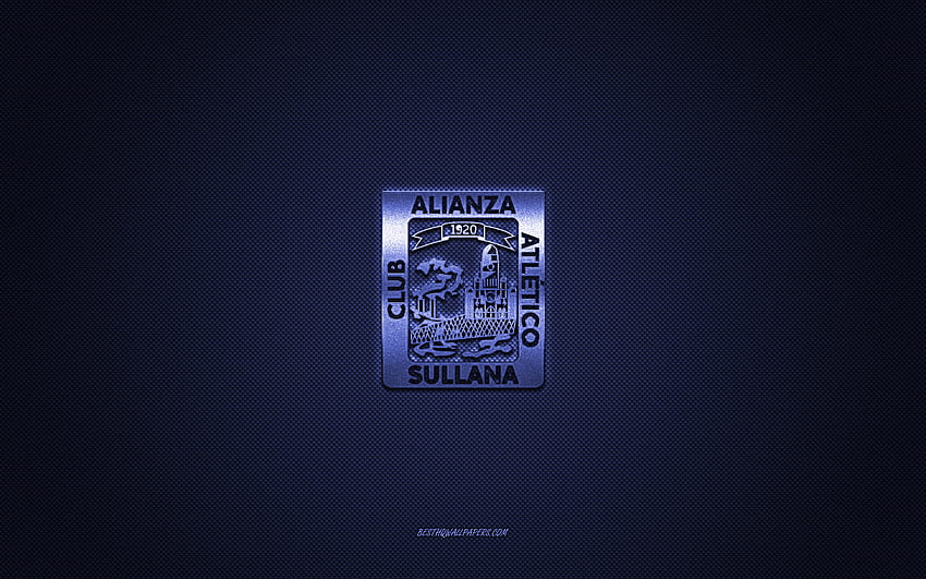 Alianza Atletico, club de fútbol peruano, logotipo azul, de fibra de carbono azul, Liga 1, fútbol, ​​Primera División peruana, Sullana, Perú, logotipo de Alianza Atletico fondo de pantalla