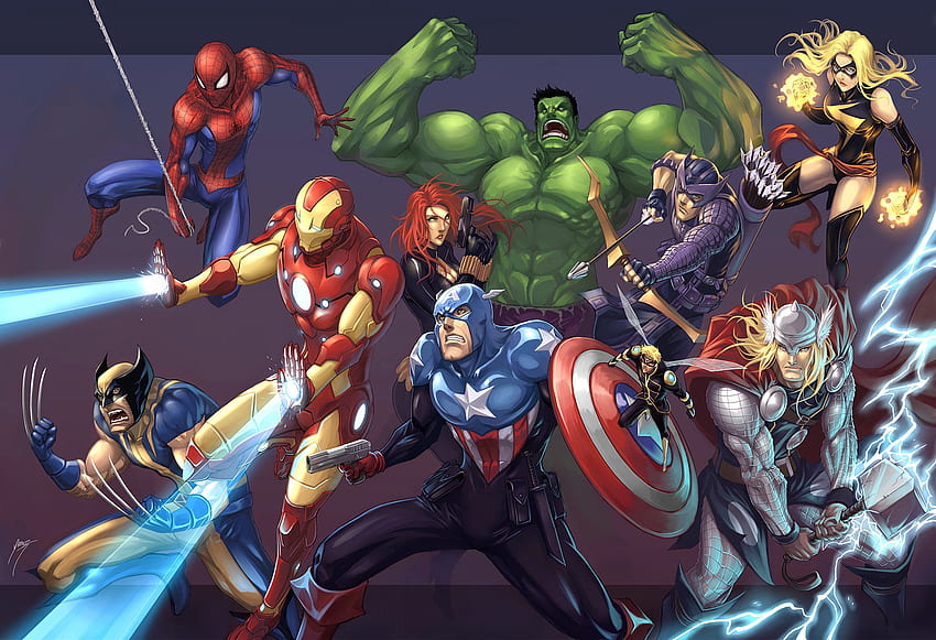Avengers, Cartoon HD wallpaper