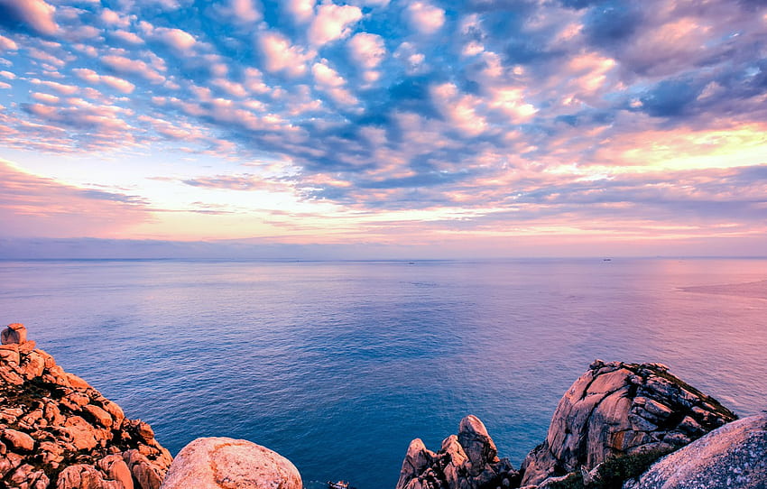 Morze, Niebo, Chmury, Zachód Słońca, Ocean - 윈도우 배경 화면 - , Chmury morskie Tapeta HD