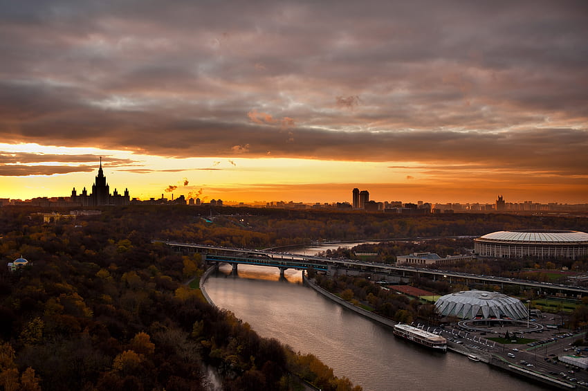 都市, 川, モスクワ, クレムリン, 橋, 風景、オリンピック 高画質の壁紙