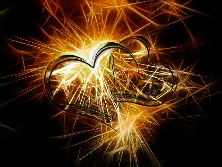 Sparkling Love!, fuochi d'artificio, cuore, amore, stelle filanti Sfondo HD