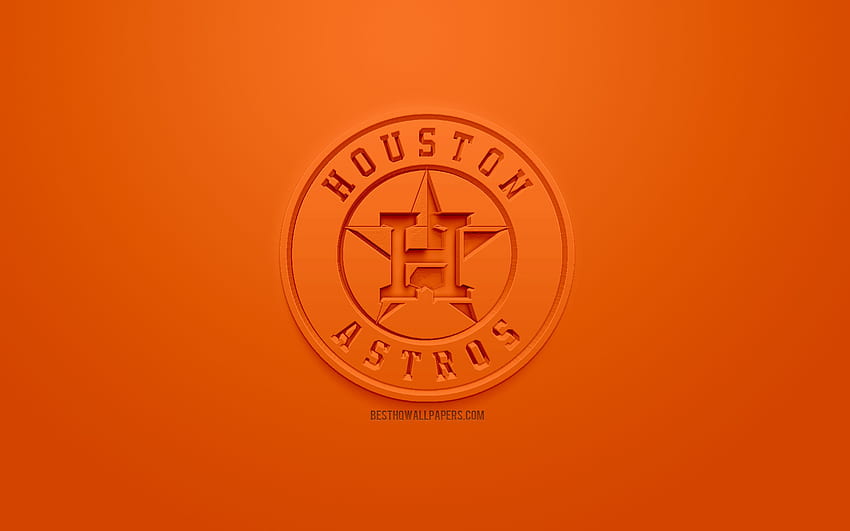 Houston Astros, American baseball club, creative 3D logo, orange background, 3D emblem, MLB, Houston, Texas, USA, Major League Baseball, 3D art, baseball, 3D logo for with resolution . High HD wallpaper