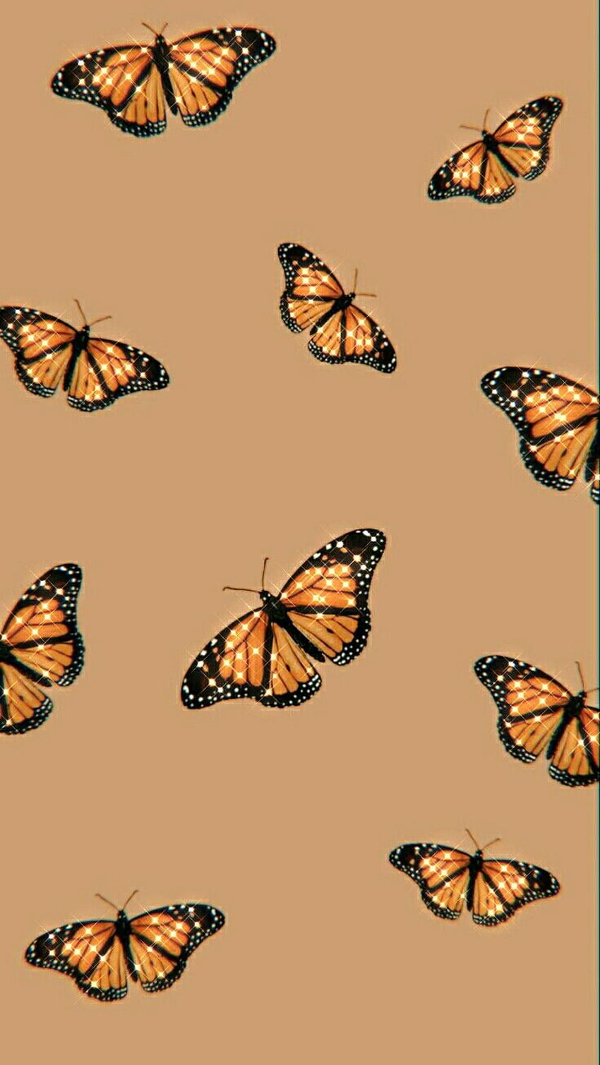 A E S T E T I C B U T T E R F L Y W A L P A P E R S <3. Screen savers , Gold glitter iphone, Cute patterns, Orange Butterfly HD phone wallpaper