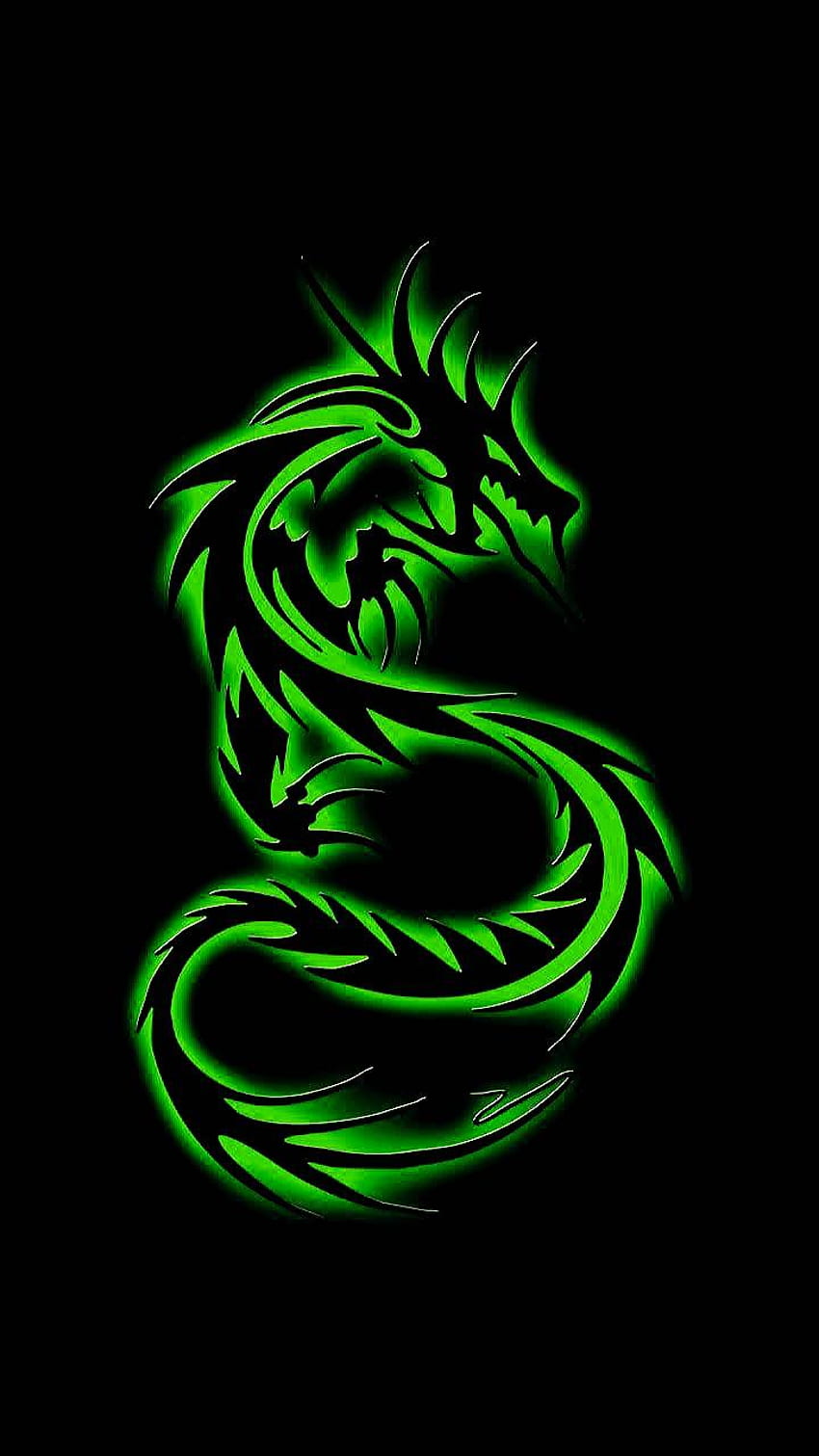Неонов зелен дракон, готин неонов дракон HD тапет за телефон