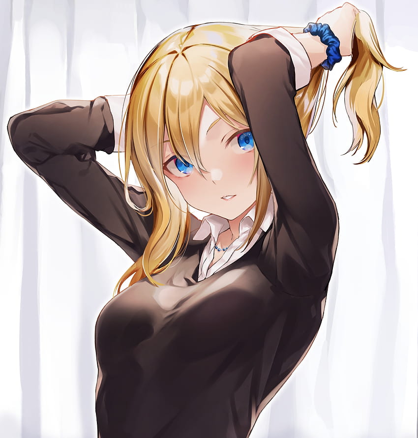 Anime girl, blue eyes, blonde, original HD phone wallpaper