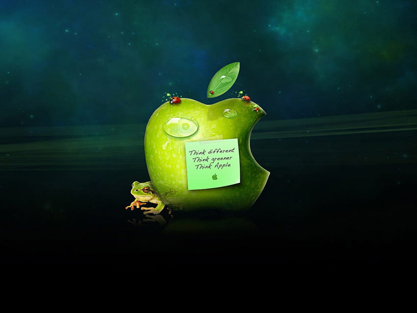 GREEN APPLE!, green , abstract, 3d, fantasy, entertainment, other, cool HD wallpaper