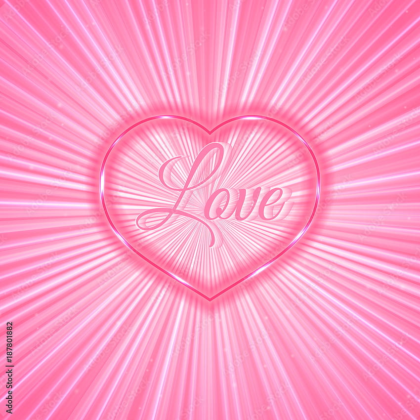 Neon heart on light pink abstract glowing background. Retro Valentine's Day greeting card. Easy to edit design template. Vector illustration. Stock Vector, Cute Pink Neon Hearts HD phone wallpaper