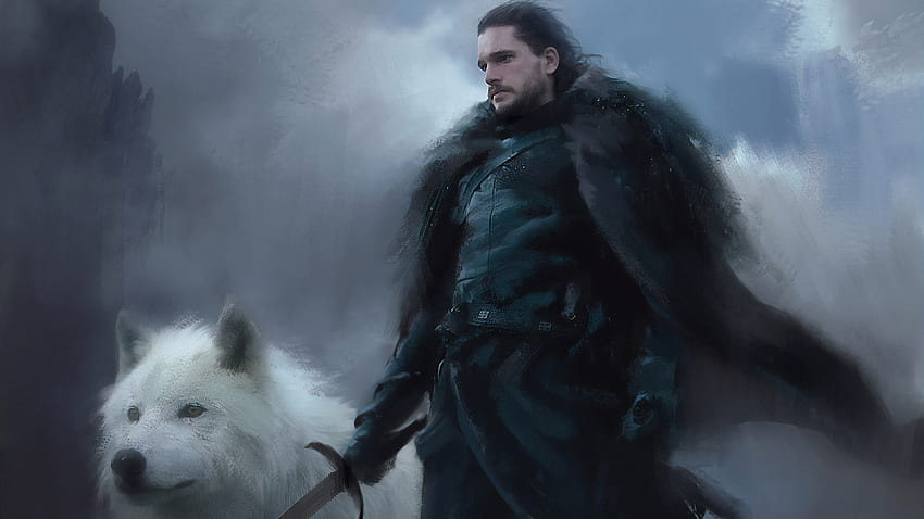 Game Of Thrones Jon Snow Sword Dog Sfondo HD