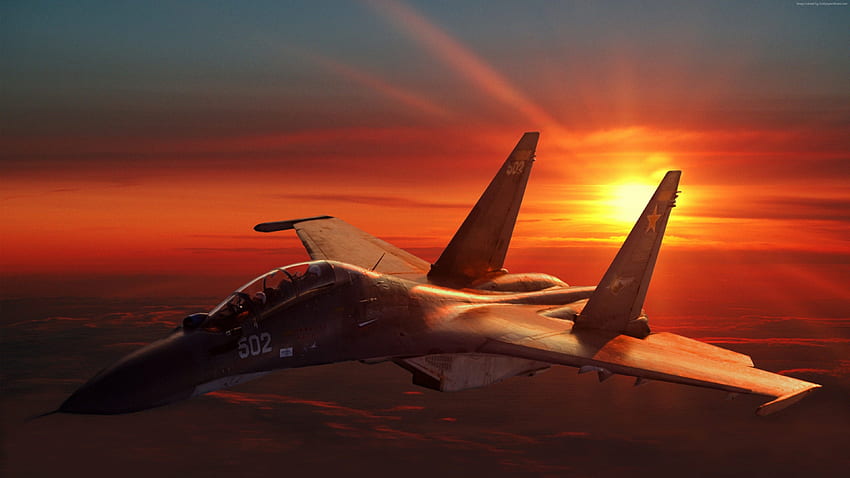 Sukhoi Su 30, Fighter Aircraft, Sunset, Russian Army, Military High Resolution HD wallpaper