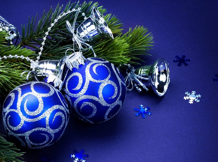 Bolas Azuis, azul, sino, feriados, beleza, natal, férias, sino de natal, decoração de natal, natal mágico, ano novo, bolas de natal, feliz natal, magia, bola de natal, bolas, linda, sinos, feliz ano novo, decoração, bonita, natal, sinos de natal, bola, decorações, prata, linda papel de parede HD