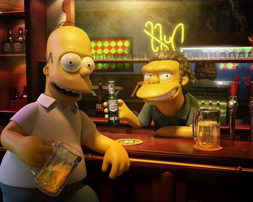 The Simpsons Bar Render Beer Homer Simpson Moe Szyslak Clay Obra de arte Serie de televisión Animaciones Yellow Vibr - Resolución: fondo de pantalla