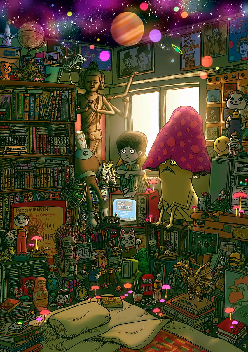 アニメーションの芸術、上辻章太郎。 サイケデリック、LSD 漫画 HD電話の壁紙