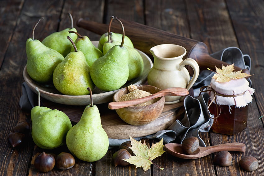 Food, Pears, Chestnuts, Honey, Sugar HD wallpaper
