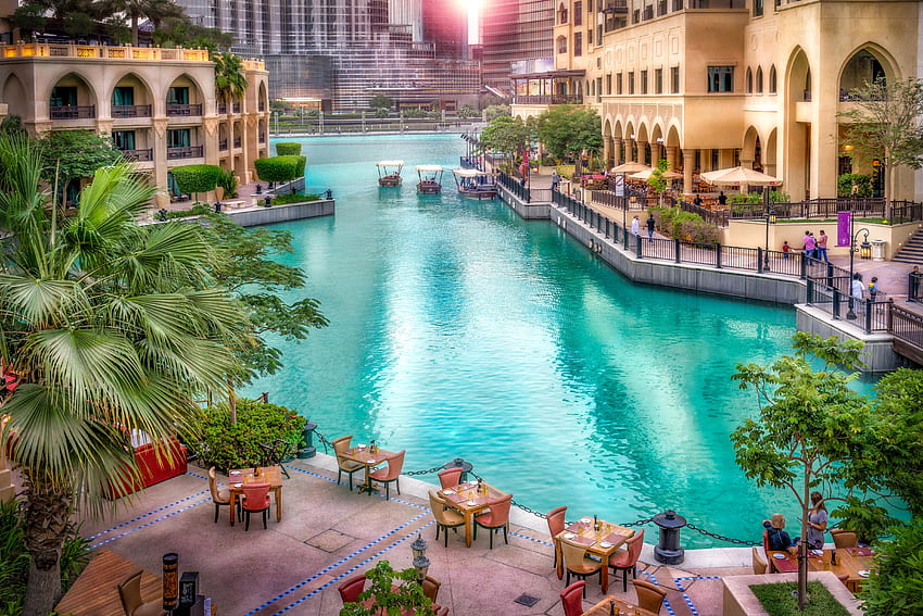 Resor indah, laut, Dubai, aqua, rumah, pirus, alam, kolam renang, air, resor Wallpaper HD
