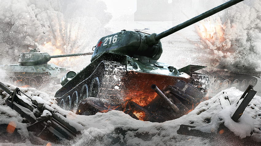 Película de acción de tanques rusos de la Segunda Guerra Mundial T 34. fondo de pantalla