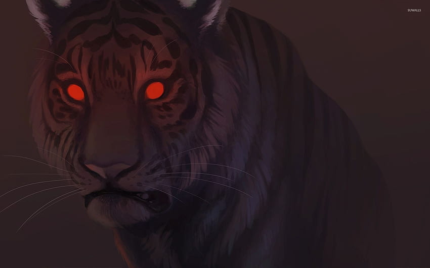 Tiger with red eyes - Digital Art HD wallpaper | Pxfuel