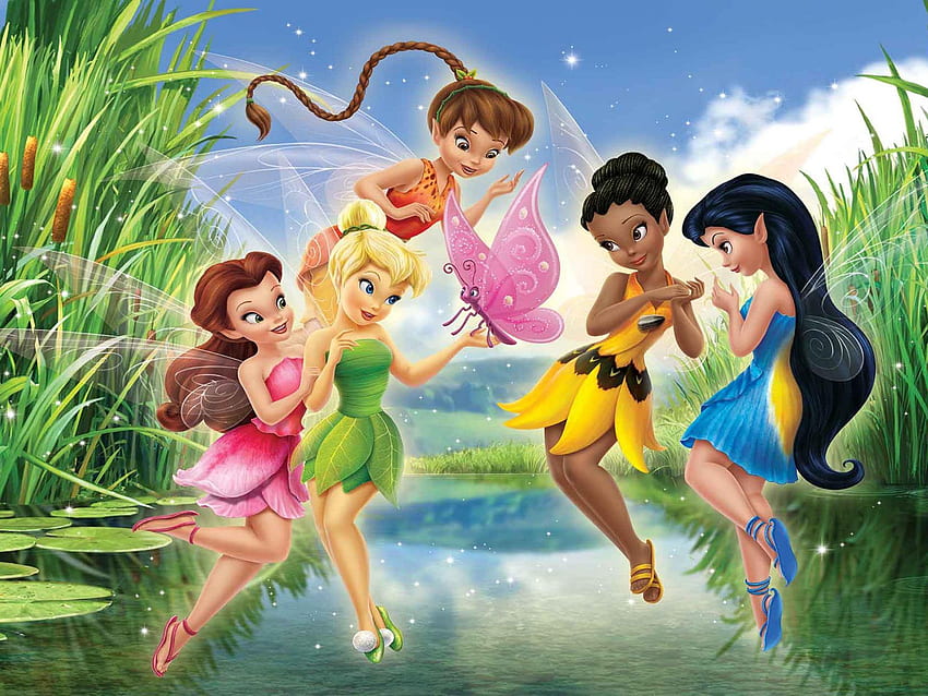 Tinker Bell Disney Fairies Lake Green Reeds Tapeta HD