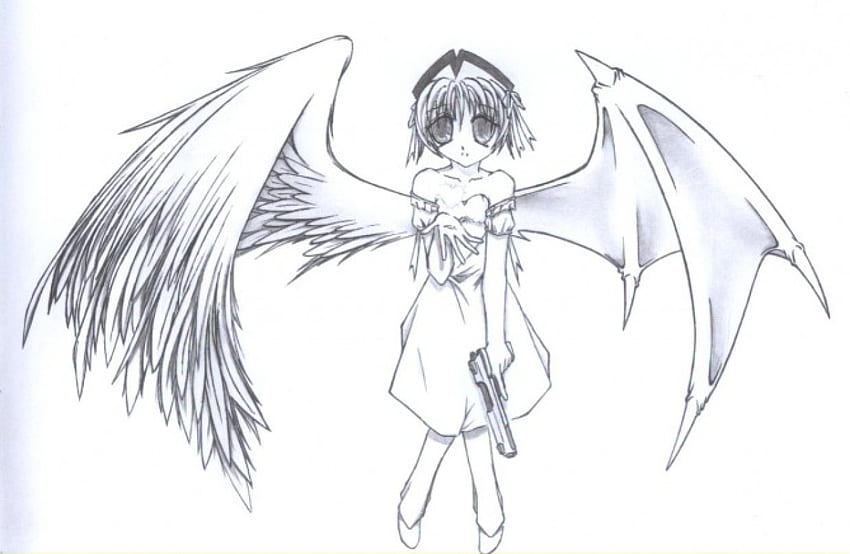 Dark Angel, angel, draw HD wallpaper