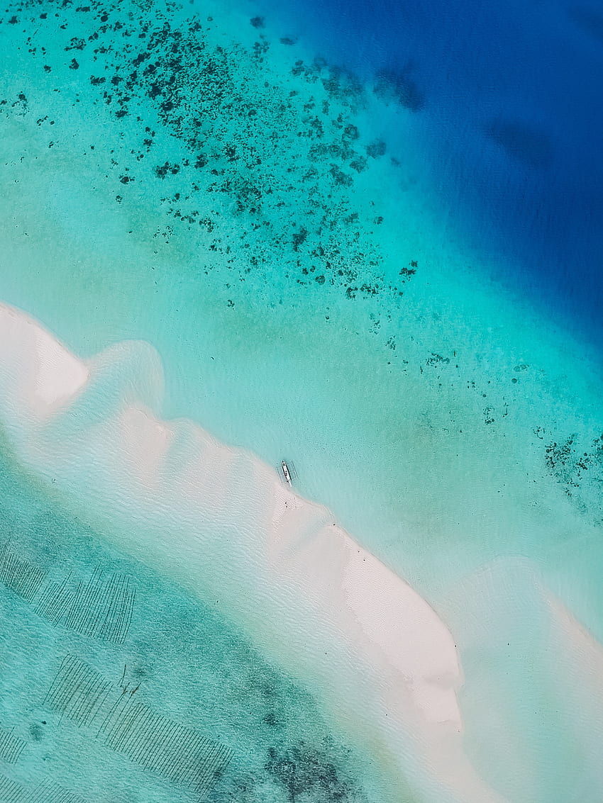Nature, Water, Beach, Sand, View From Above, Ocean, Tropics HD phone wallpaper
