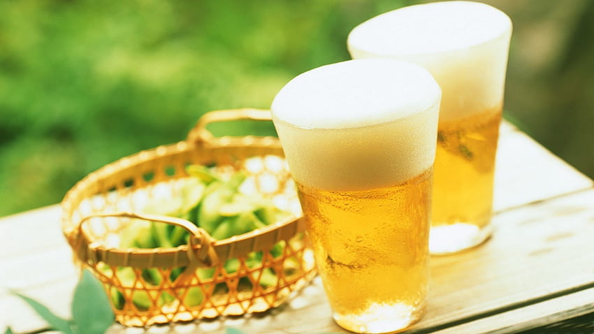 *** Gold beer ***, basket, beer, drinks, gold HD wallpaper