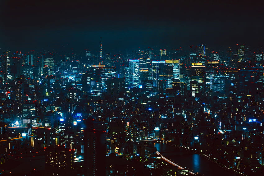 Градове, Изглед отгоре, Нощен град, Светлини на града, Мегаполис, Мегалополис, Токио HD тапет