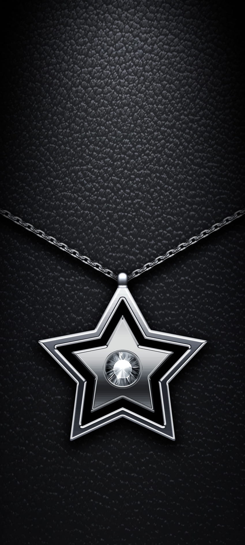 Сребърна звезда, значка, електриково синьо, символ, диамант, черно, кожа HD тапет за телефон