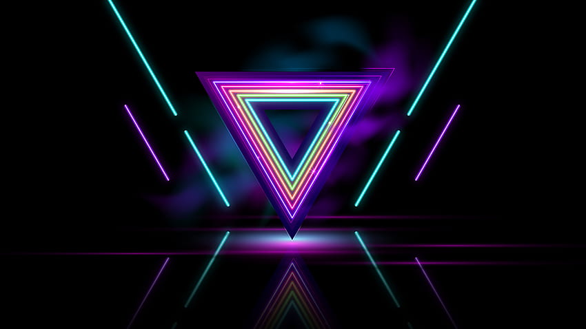 Colorful Neon Triangle Lines Abstraction Abstract HD wallpaper