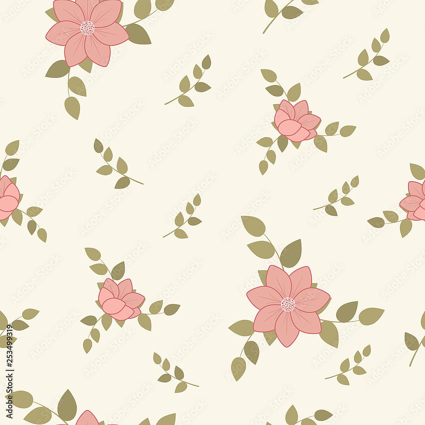 Gentle seamless cute summer pattern of flowers and leaves in trendy pastel colors.Random order.For textile, linen, , clothes, print, gift wrap, scrapbooking, decoupage.Vector illustration Stock Vector HD phone wallpaper