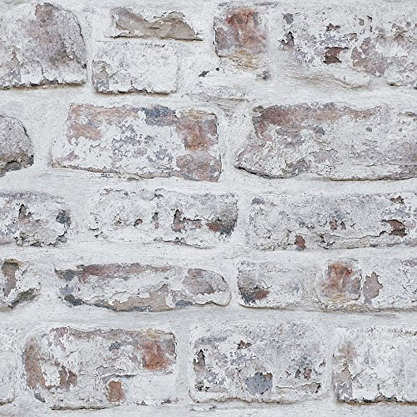 Arthouse Whitewashed White Brick - Desain grafis - Efek 3D - Bata Pedesaan Realistis - Efek Loteng Industri Perkotaan - Tempel Kertas - Mudah Digantung, Gulungan 32,8 kaki - 671100 wallpaper ponsel HD