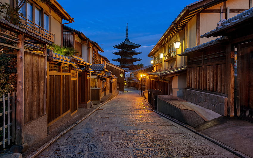 Kyoto Japonya Gion Sokak Sokak lambaları, Japon Kyoto HD duvar kağıdı